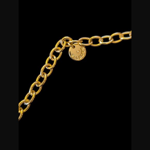 Talbots Gold Tone Dark Blue Gray Triple Layered Chunky Statement Necklace - Picture 5 of 10